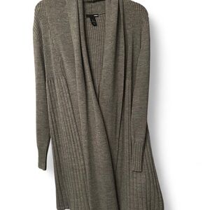 Grey Open-Front Women's Cardigan Sweater